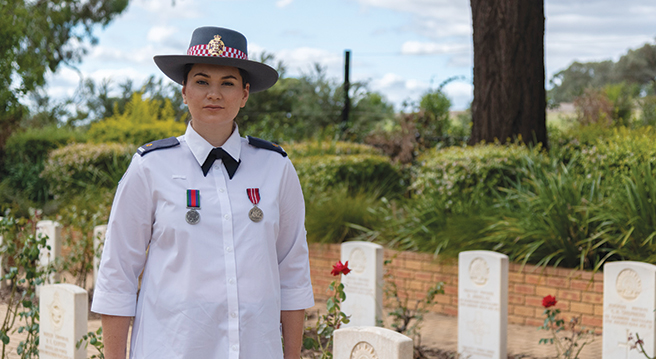 Acting Cowra Station Officer Georgia Young at the Cowra War Cemetery